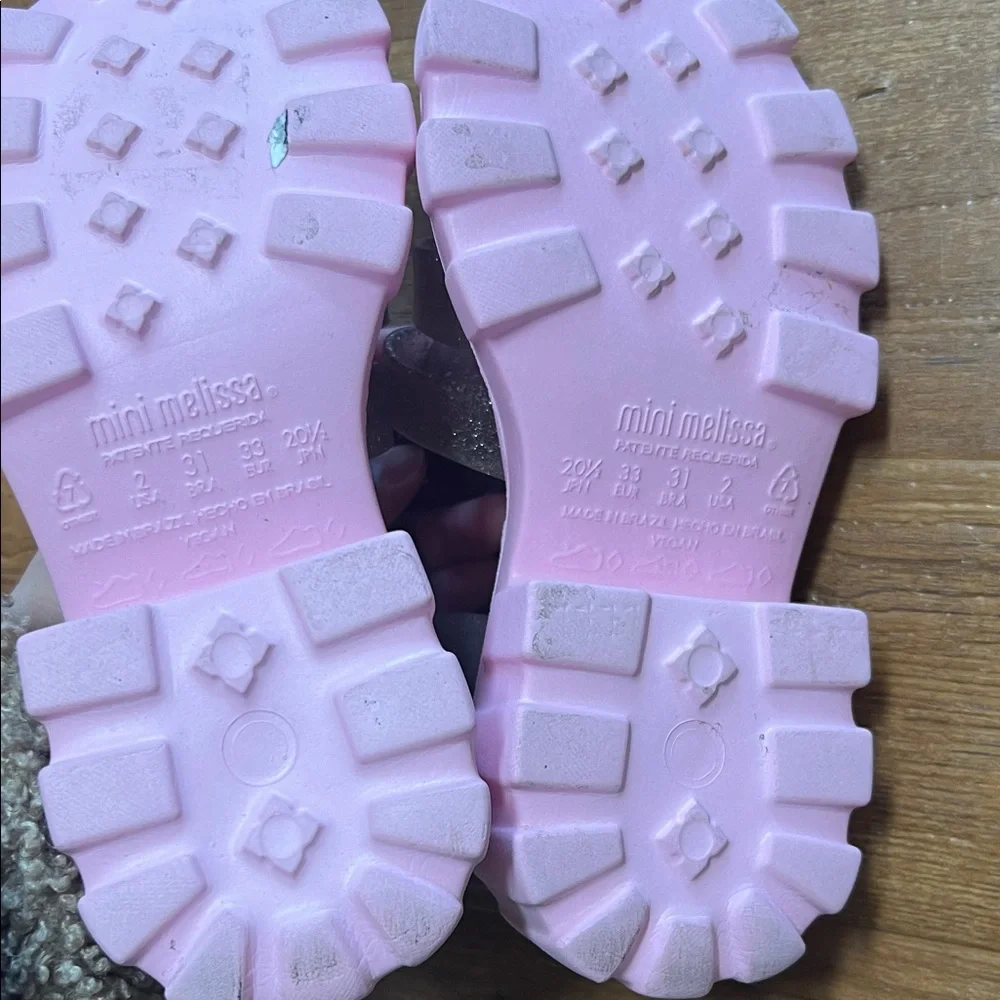 Mini Melissa Pink Glitter Chunky Sandals